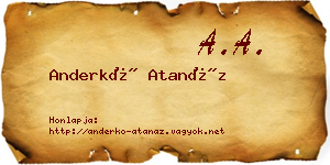 Anderkó Atanáz névjegykártya